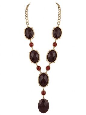 Necklace with Faceted Deep Brown and Red Stones